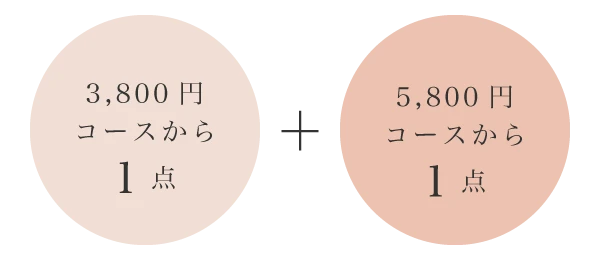 3,800円コースから1点＋5,800円コースから1点