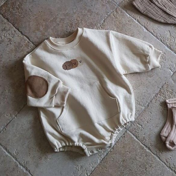 【韓国スタイル】スウェットロンパース(アイボリー)