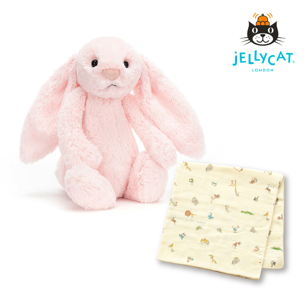 【jellycat ジェリーキャット】バシュフル ピンクバニー コットンガーゼのベビーケットセット 【送料無料】
