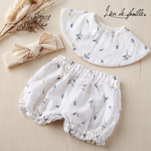 【Lien de famille】花言葉 スタイ・ブルマ・リブヘアバンド3点セット(ベビーイエロー)