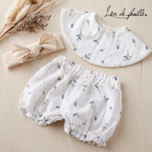 【Lien de famille】花言葉 スタイ・ブルマ・リブヘアバンド3点セット(ベビーイエロー)