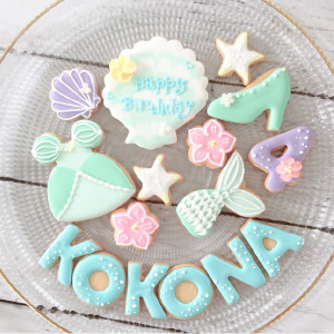 人魚姫のお誕生日クッキーセット【名前入りアイシングクッキー】