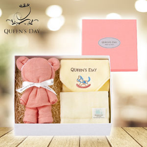 【QUEEN'S DAY】シャワータオル2枚+ハンドタオルセット(コスモスピンクベア)