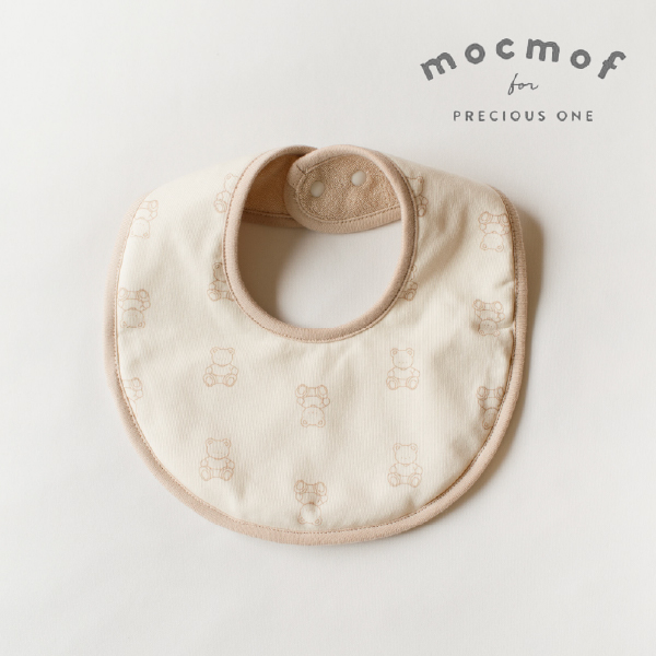 【mocmof モクモフ】お守りポケット付きスタイ(ベージュ)