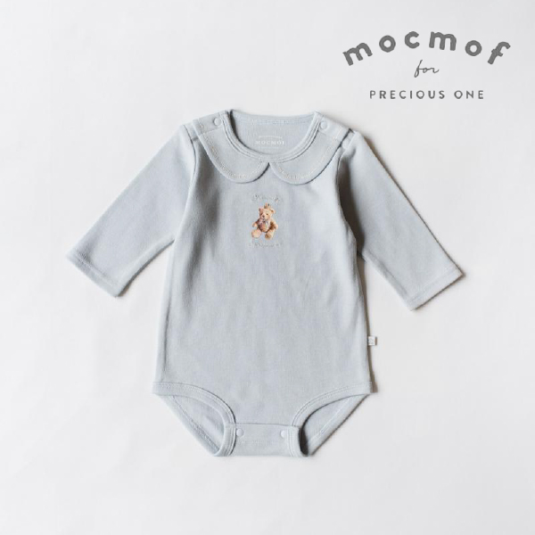 【mocmof モクモフ】ロイヤルベアロンパース(サックス)