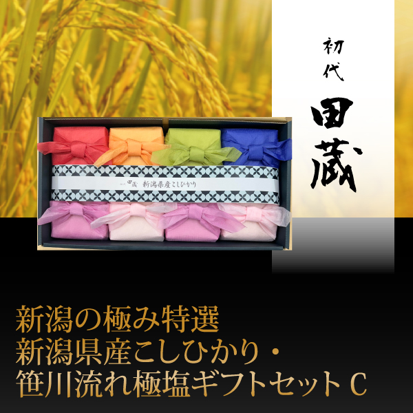 初代田蔵　新潟の極み特選新潟県産こしひかり・笹川流れ極塩ギフトセットC【出産内祝い】